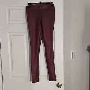 Express Burgundy Faux Leather Legging